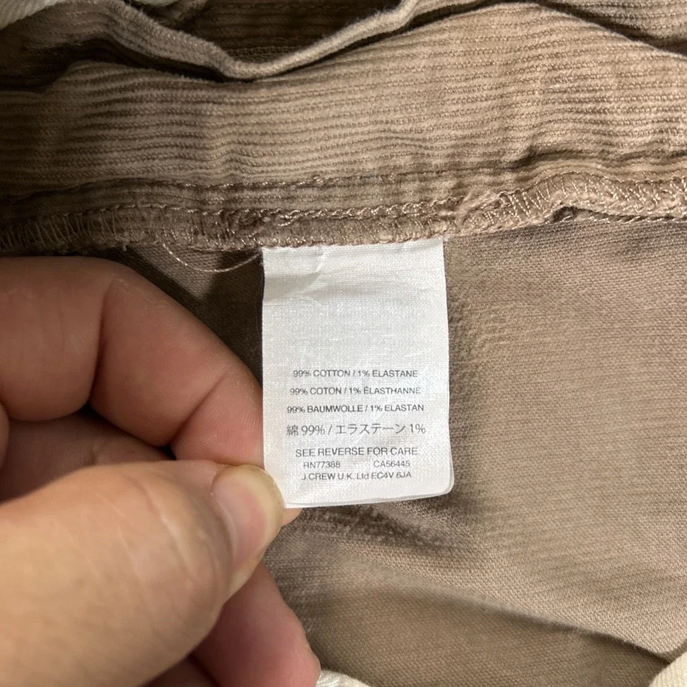 J.Crew Pants Men's 36x32 (36x31) Brown 484 Stretch Corduroy Classic Casual